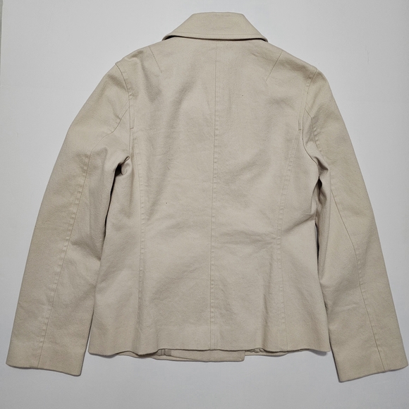 Michel Klein Paris Double Breasted Wool Blend Peacoat Coat Medium Beige - Picture 5 of 11